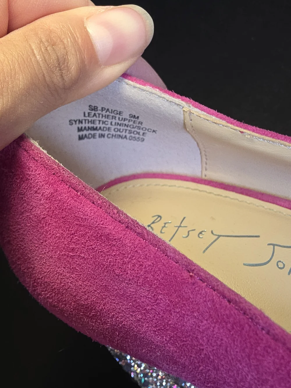 Betsey Johnson Pink Suede Pointed Toe Pumps with Embellished Block Heel Glamour - Picture 6 of 6